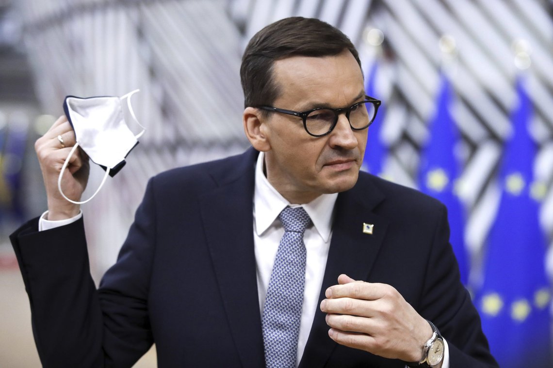 Polens statsminister Mateusz Morawiecki. Foto: Olivier Hoslet / Pool via AP, File / NTB Polens statsminister Mateusz Morawiecki. Foto: Olivier Hoslet / Pool via AP, File / NTB
