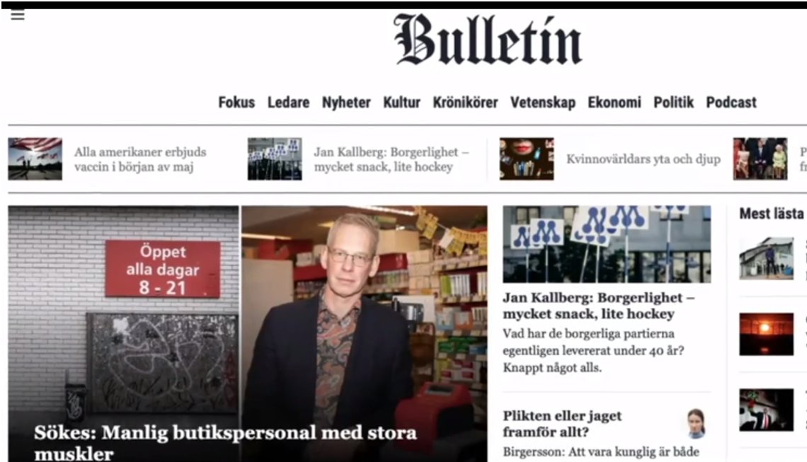 Det konservative media-initiativet Bulletin kan være på vei mot konkurs, 1,5 år etter lanseringen.
Foto: Skjermdump video Expressen Det konservative media-initiativet Bulletin kan være på vei mot konkurs, 1,5 år etter lanseringen.
Foto: Skjermdump video Expressen