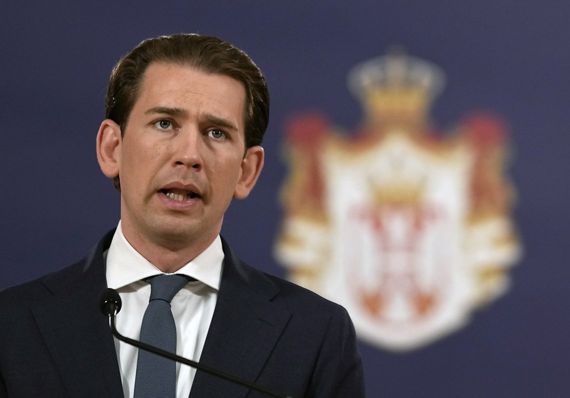 Austria's Chancellor Sebastian Kurz speaks during a press conference after talks with Serbian President Aleksandar Vucic in Belgrade, Serbia, Saturday, Sept. 4, 2021. Kurz is on a one-day official visit to Serbia. (AP Photo/Darko Vojinovic) Austria's Chancellor Sebastian Kurz speaks during a press conference after talks with Serbian President Aleksandar Vucic in Belgrade, Serbia, Saturday, Sept. 4, 2021. Kurz is on a one-day official visit to Serbia. (AP Photo/Darko Vojinovic)