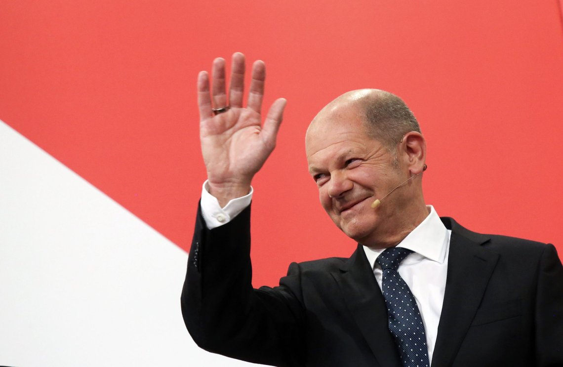 Sosialdemokratenes statsministerkandidat Olaf Scholz ønsker ny tysk regjering. Foto: Wolfgang Kumm, AP-NTB. Sosialdemokratenes statsministerkandidat Olaf Scholz ønsker ny tysk regjering. Foto: Wolfgang Kumm, AP-NTB.