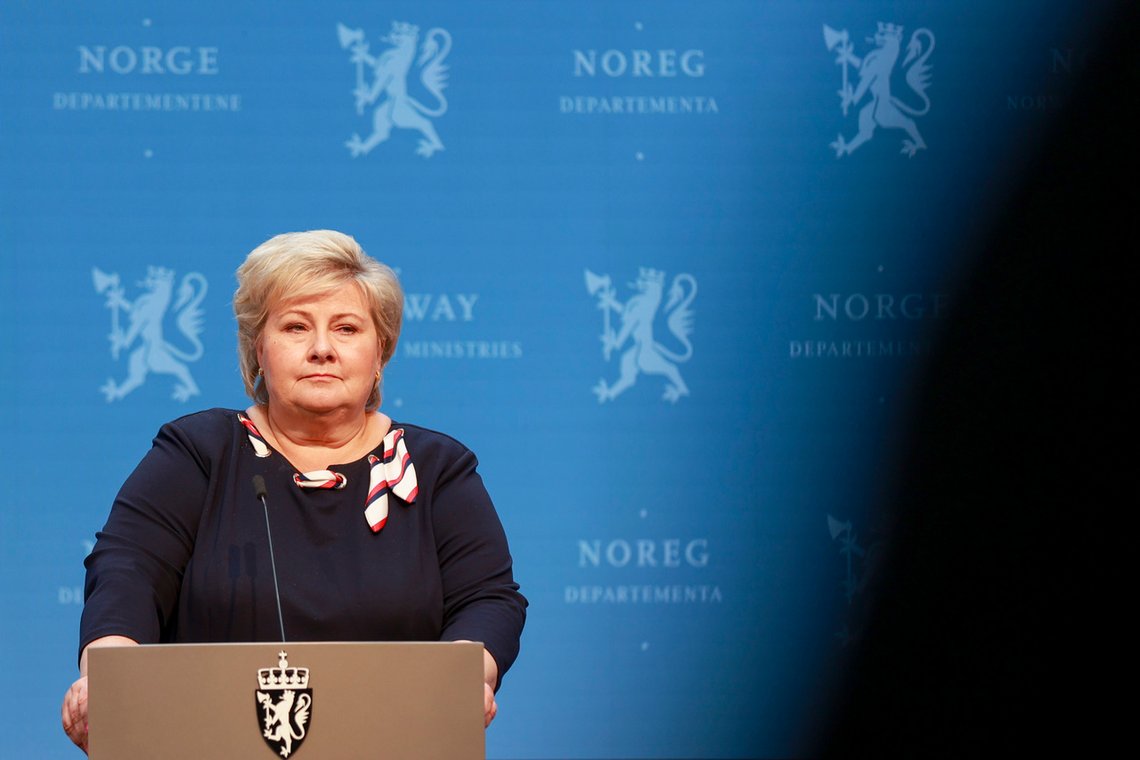 Statsminister Erna Solberg (H) kunngjorde fredag at Norge snart skal gjenåpnes. Foto: Beate Oma Dahle / NTB Statsminister Erna Solberg (H) kunngjorde fredag at Norge snart skal gjenåpnes. Foto: Beate Oma Dahle / NTB