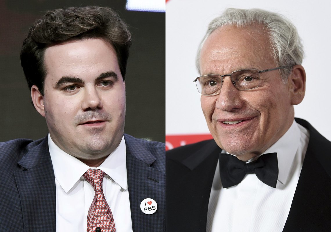 This combination photo shows Robert Costa participating in the "Washington Week" panel during the PBS portion of the 2017 Summer TCA's in Beverly Hills, Calif., on July 31, 2017, left, and PEN literary service award recipient Bob Woodward at the 2019 PEN America Literary Gala in New York on May 21, 2019. Woodward is teaming with Costa on a book about the waning days of Donald Trumps administration and on the initial phase of Joe Bidens presidency. The book does not yet have a title or release date. (AP Photo) This combination photo shows Robert Costa participating in the "Washington Week" panel during the PBS portion of the 2017 Summer TCA's in Beverly Hills, Calif., on July 31, 2017, left, and PEN literary service award recipient Bob Woodward at the 2019 PEN America Literary Gala in New York on May 21, 2019. Woodward is teaming with Costa on a book about the waning days of Donald Trumps administration and on the initial phase of Joe Bidens presidency. The book does not yet have a title or release date. (AP Photo)