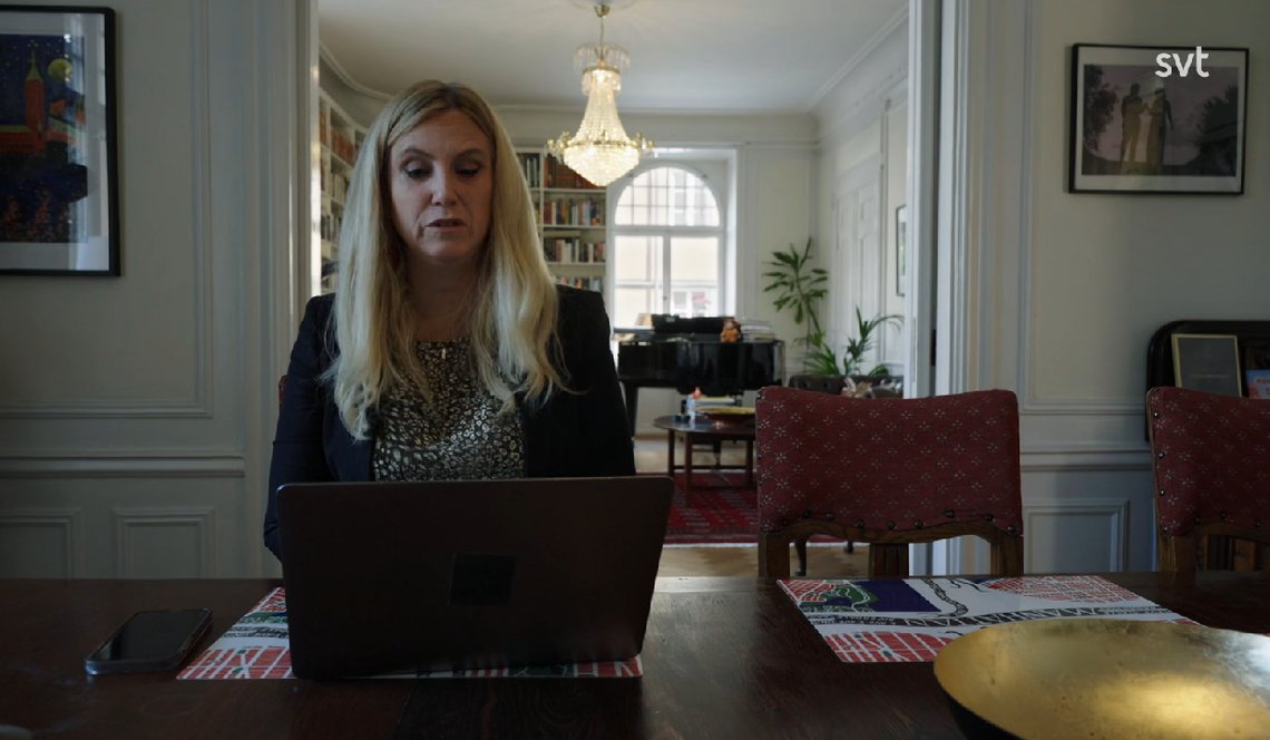 Journalist Frida Boisen hjemme i leiligheten hennes. Foto: Skjermbilde SVT Journalist Frida Boisen hjemme i leiligheten hennes. Foto: Skjermbilde SVT