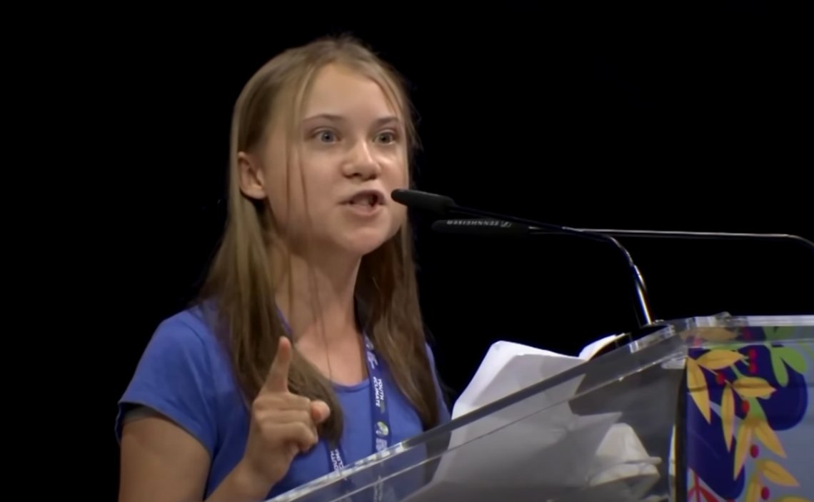 Greta Thunberg under talen i Milano.
Foto: Skjermdump video/ Reuters Greta Thunberg under talen i Milano.
Foto: Skjermdump video/ Reuters