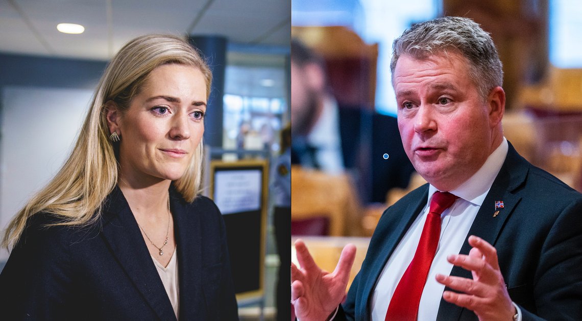 Justisminister Emilie Enger Mehl og leder av justiskomiteen, Fremskrittspartiets Per-Willy Amundsen. Foto: Stian Lysberg Solum og Håkon Mosvold Larsen / NTB. Justisminister Emilie Enger Mehl og leder av justiskomiteen, Fremskrittspartiets Per-Willy Amundsen. Foto: Stian Lysberg Solum og Håkon Mosvold Larsen / NTB.