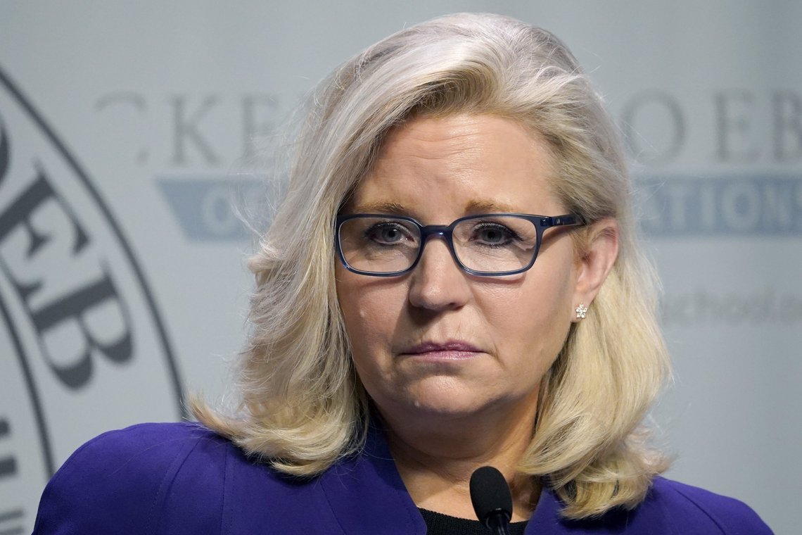 FILE - Rep. Liz Cheney, R-Wyo., speaks at Saint Anselm College, on Nov. 9, 2021, in Manchester, N.H. The Wyoming Republican Party will no longer recognize Cheney as a member of the GOP in its second formal rebuke for her criticism of former President Donald Trump. The 31-29 weekend vote by the state party central committee followed votes by local GOP officials in about one-third of Wyoming's 23 counties to no longer recognize Cheney as a Republican. (AP Photo/Mary Schwalm, File) FILE - Rep. Liz Cheney, R-Wyo., speaks at Saint Anselm College, on Nov. 9, 2021, in Manchester, N.H. The Wyoming Republican Party will no longer recognize Cheney as a member of the GOP in its second formal rebuke for her criticism of former President Donald Trump. The 31-29 weekend vote by the state party central committee followed votes by local GOP officials in about one-third of Wyoming's 23 counties to no longer recognize Cheney as a Republican. (AP Photo/Mary Schwalm, File)