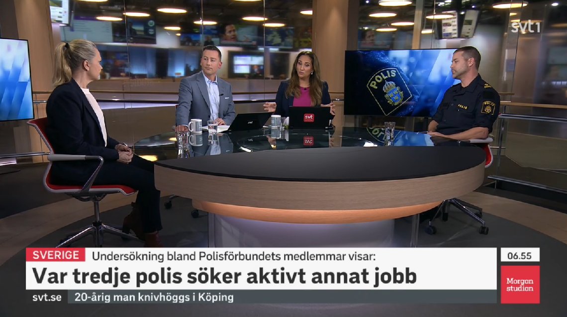 Den økte kriminaliteten i Sverige har medført at politiet er på flukt.
Foto: Skjermdump SVT Den økte kriminaliteten i Sverige har medført at politiet er på flukt.
Foto: Skjermdump SVT