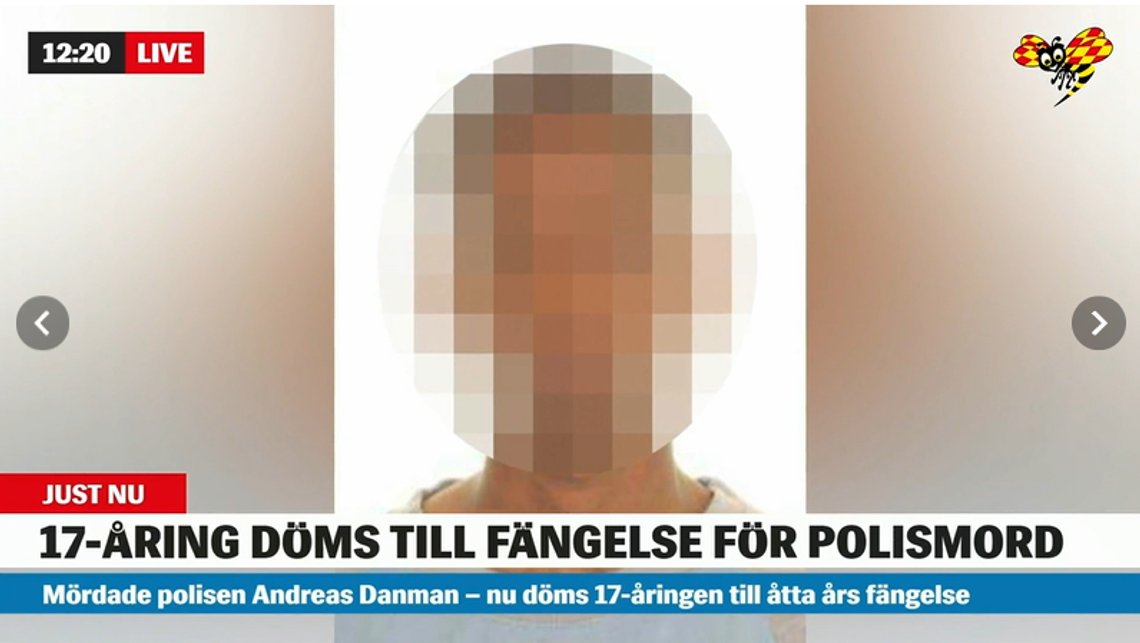 Politimann Andreas Danman ble skutt och drept under et arbeidsskift i Biskopsgården. En 17-åring er nå dømt for drapet.
Foto: Skjermdump video Expressen Politimann Andreas Danman ble skutt och drept under et arbeidsskift i Biskopsgården. En 17-åring er nå dømt for drapet.
Foto: Skjermdump video Expressen