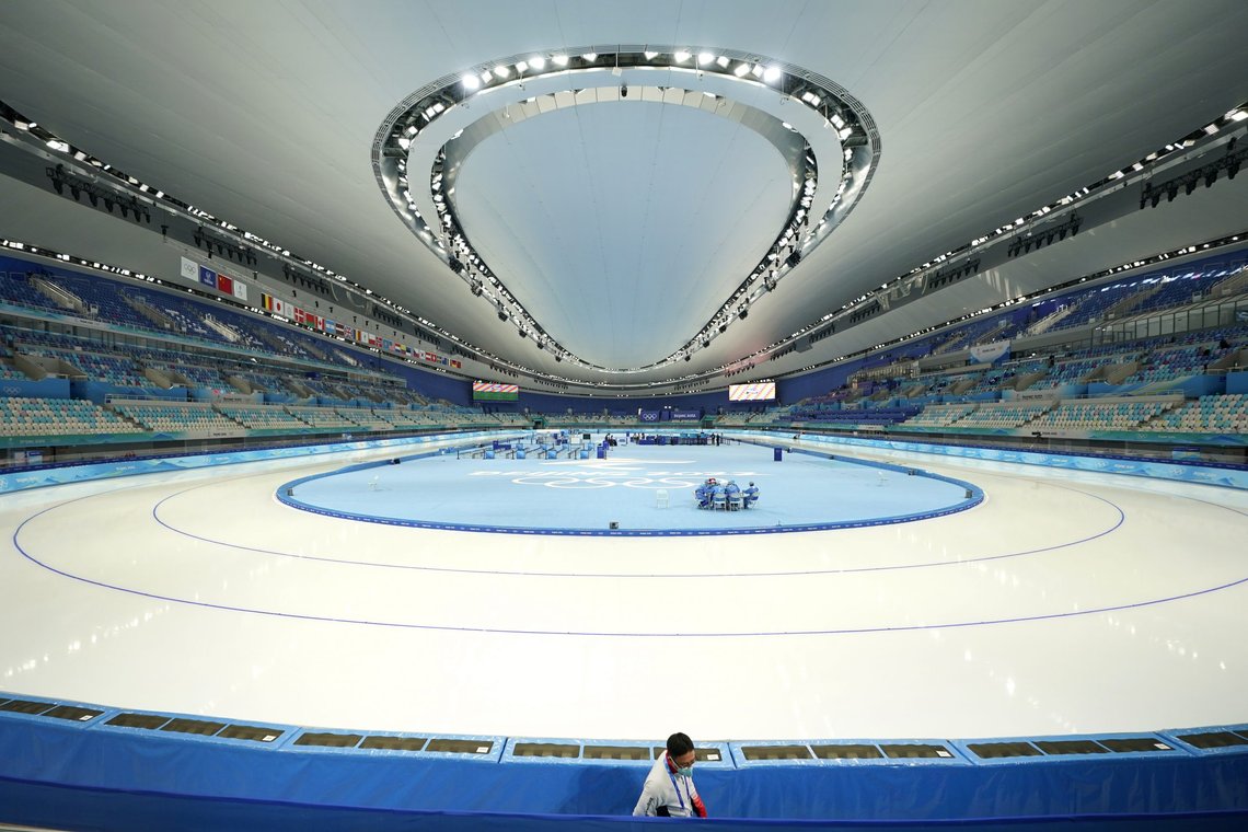 Vinter-OL i Beijing, Kina starter om få dager, og mange menneskerettighetsgrupper ønsker en boikott. Foto: Jeff Roberson, AP-NTB. Vinter-OL i Beijing, Kina starter om få dager, og mange menneskerettighetsgrupper ønsker en boikott. Foto: Jeff Roberson, AP-NTB.