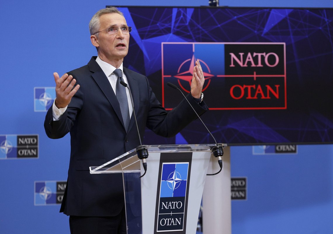 NATO Secretary General Jens Stoltenberg speaks during a media conference after an extraordinary meeting of NATO Ministers of Foreign Affairs via video link at NATO headquarters, in Brussels, Friday, Jan. 7, 2022. NATO foreign ministers on Friday discussed Russia's military build-up around Ukraine amid skepticism about the credibility of President Vladimir Putin's offer to ease tensions, ahead of a week of high-level diplomacy aimed at ending the standoff. (AP Photo/Olivier Matthys) NATO Secretary General Jens Stoltenberg speaks during a media conference after an extraordinary meeting of NATO Ministers of Foreign Affairs via video link at NATO headquarters, in Brussels, Friday, Jan. 7, 2022. NATO foreign ministers on Friday discussed Russia's military build-up around Ukraine amid skepticism about the credibility of President Vladimir Putin's offer to ease tensions, ahead of a week of high-level diplomacy aimed at ending the standoff. (AP Photo/Olivier Matthys)