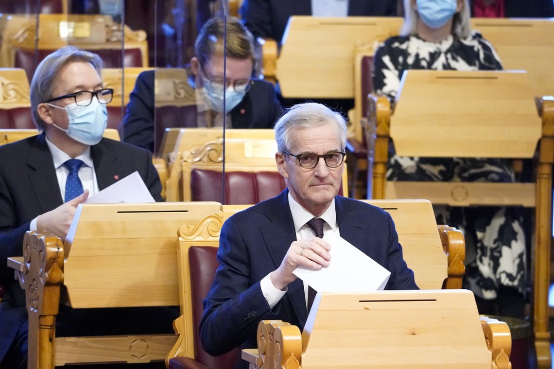 Statsminister Jonas Gahr Støre (Ap) under Stortingets spørretime onsdag 12. januar. Foto: Ole Berg-Rusten / NTB Statsminister Jonas Gahr Støre (Ap) under Stortingets spørretime onsdag 12. januar. Foto: Ole Berg-Rusten / NTB