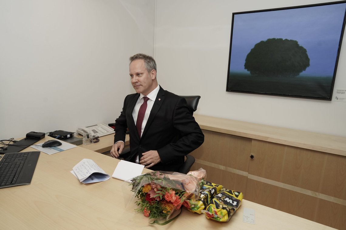 Oslo 20211014.
Samferdselsminister Jon-Ivar Nygård (Ap) på plass i departementet etter regjeringsskiftet.
Foto: Heiko Junge / NTB Oslo 20211014.
Samferdselsminister Jon-Ivar Nygård (Ap) på plass i departementet etter regjeringsskiftet.
Foto: Heiko Junge / NTB