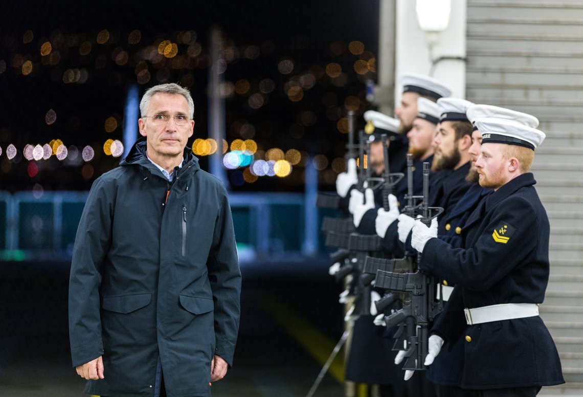 TRONDHEIM 20181029.
NATO-generalsekretær Jens Stoltenberg på besøk på HMDS Esbern Snare i Trondheim under NATO øvelsen Trident Juncture 2018.
Foto: Gorm Kallestad / NTB TRONDHEIM 20181029.
NATO-generalsekretær Jens Stoltenberg på besøk på HMDS Esbern Snare i Trondheim under NATO øvelsen Trident Juncture 2018.
Foto: Gorm Kallestad / NTB