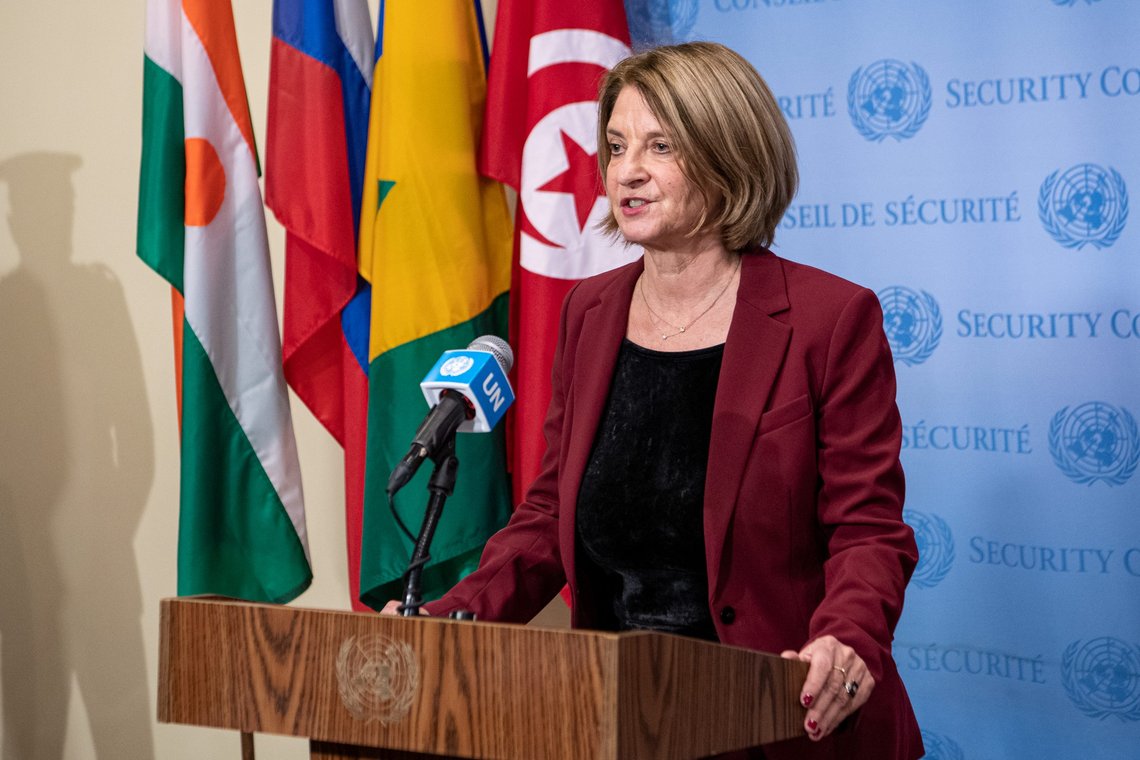 FN-ambassadør Mona Juul under en seremoni da Norge fikk en av plassene i FNs sikkerhetsråd for ett år siden. Foto: Eskinder Debebe / United Nations Photo / NTB FN-ambassadør Mona Juul under en seremoni da Norge fikk en av plassene i FNs sikkerhetsråd for ett år siden. Foto: Eskinder Debebe / United Nations Photo / NTB