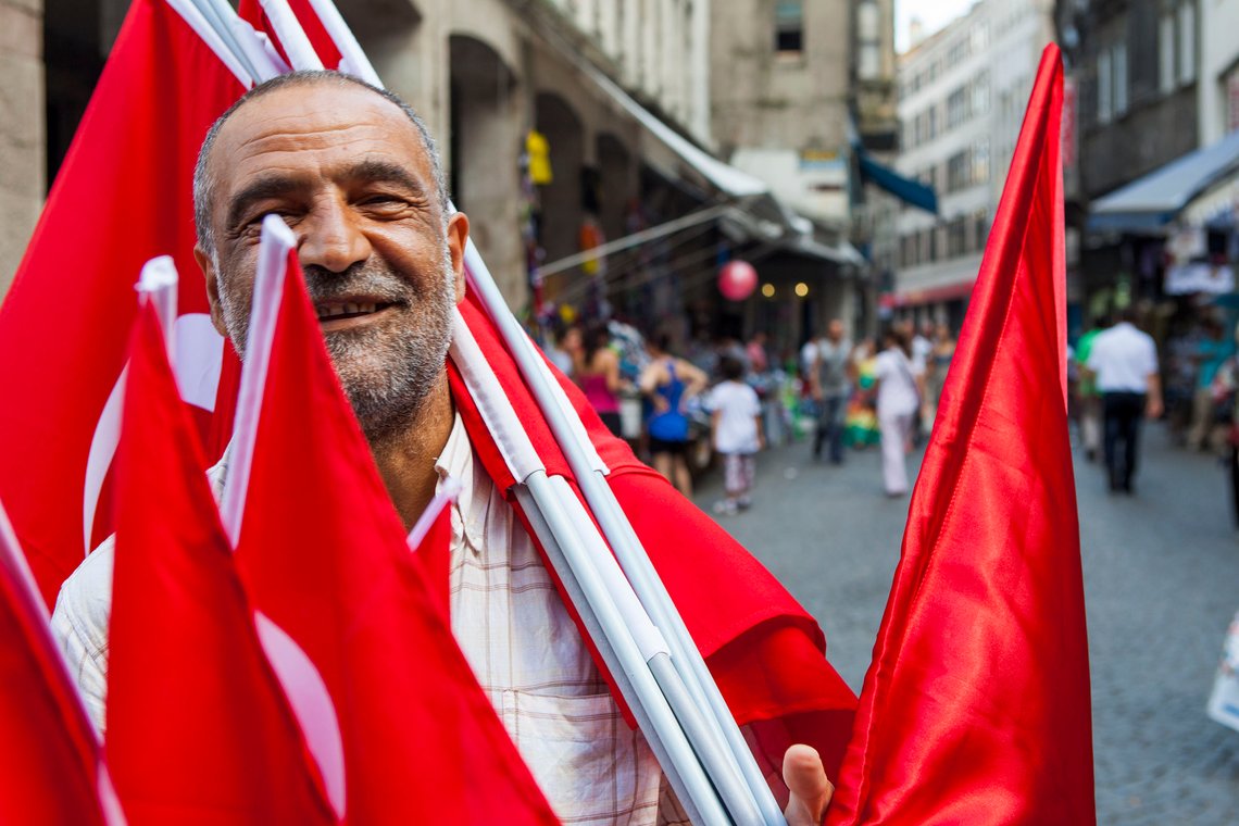 Erdogan spiller på tyrkernes patriotisme. Ill.foto: Arnt Jensvoll Erdogan spiller på tyrkernes patriotisme. Ill.foto: Arnt Jensvoll