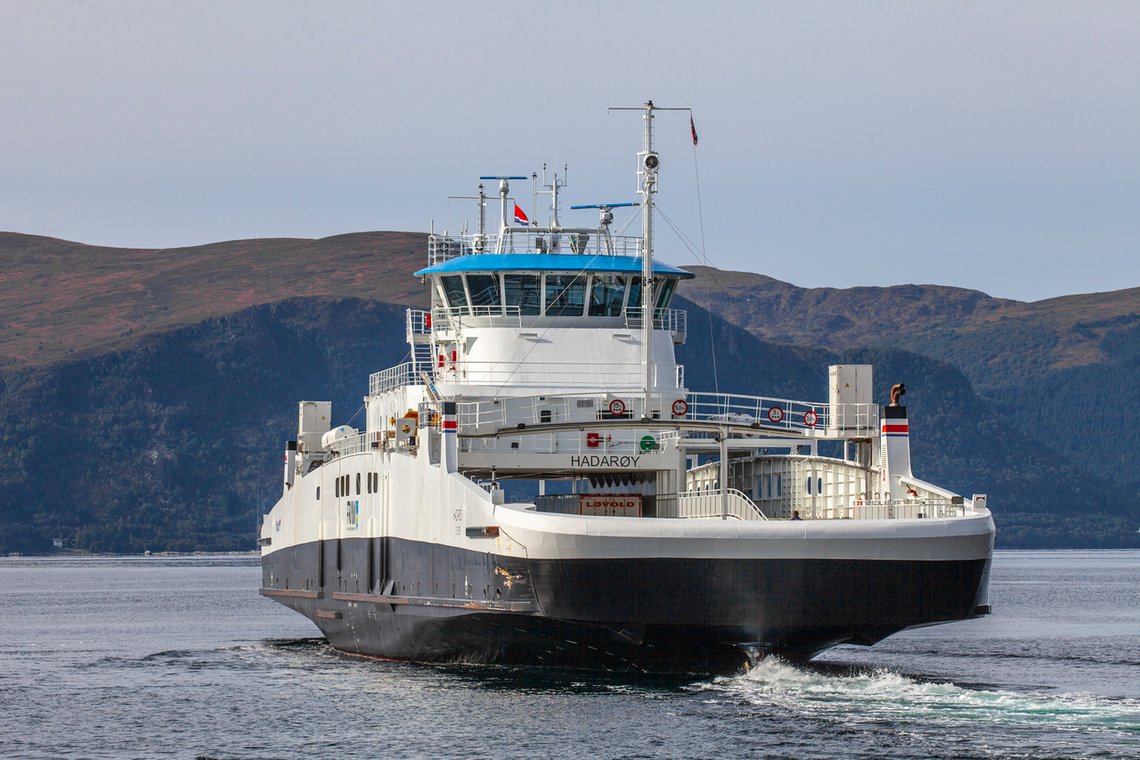 Sulesund 20200917 Bilfergen MF "Hadarøy" fra Fjord1, drives av batteri, og trafikkerer fergestrekningen Hareid - Sulesund i Møre og Romsdal. Foto: Halvard Alvik / NTB Sulesund 20200917 Bilfergen MF "Hadarøy" fra Fjord1, drives av batteri, og trafikkerer fergestrekningen Hareid - Sulesund i Møre og Romsdal. Foto: Halvard Alvik / NTB