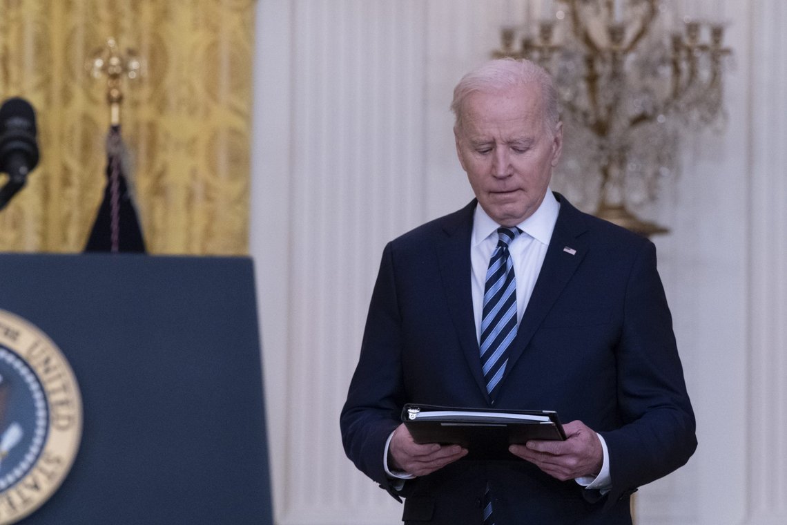 Joe Biden, torsdag 24. februar 2022, i Washington. (AP Photo/Alex Brandon) Joe Biden, torsdag 24. februar 2022, i Washington. (AP Photo/Alex Brandon)