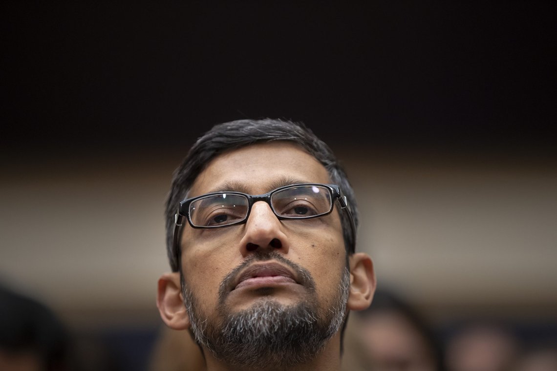 Google CEO Sundar Pichai appears before the House Judiciary Committee to be questioned about the internet giant's privacy security and data collection, on Capitol Hill in Washington, Tuesday, Dec. 11, 2018. Pichai angered members of a Senate panel in September by declining their invitation to testify about foreign governments' manipulation of online services to sway U.S. political elections. (AP Photo/J. Scott Applewhite) Google CEO Sundar Pichai appears before the House Judiciary Committee to be questioned about the internet giant's privacy security and data collection, on Capitol Hill in Washington, Tuesday, Dec. 11, 2018. Pichai angered members of a Senate panel in September by declining their invitation to testify about foreign governments' manipulation of online services to sway U.S. political elections. (AP Photo/J. Scott Applewhite)