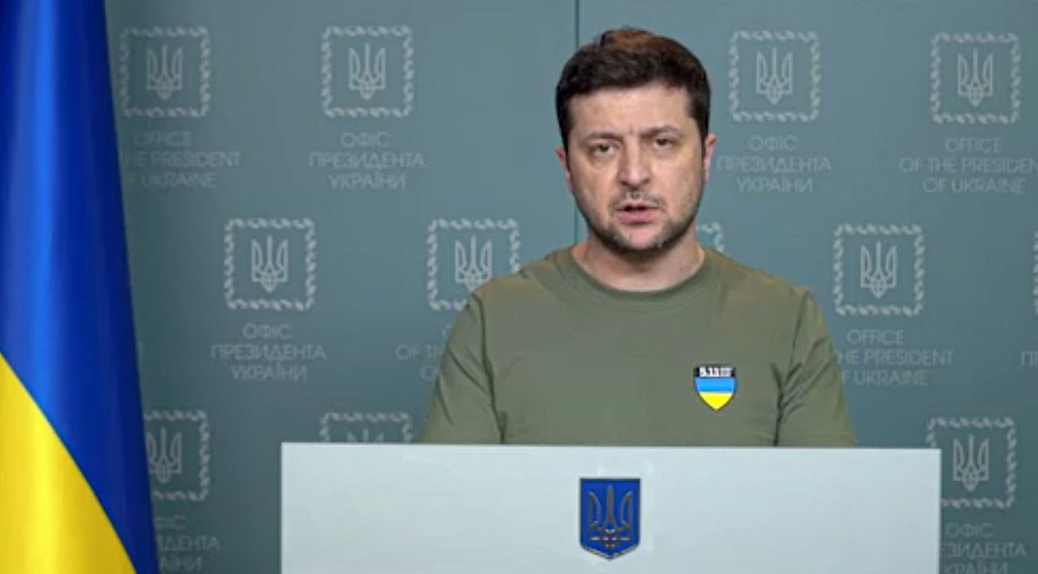 Ukrainas president Volodymyr Zelenskyj anklager Moskva for atomterror etter angrepet mot det ukrainske kjernekraftverket. Foto: Det ukrainske presidentskapets pressetjeneste via AP / NTB Ukrainas president Volodymyr Zelenskyj anklager Moskva for atomterror etter angrepet mot det ukrainske kjernekraftverket. Foto: Det ukrainske presidentskapets pressetjeneste via AP / NTB