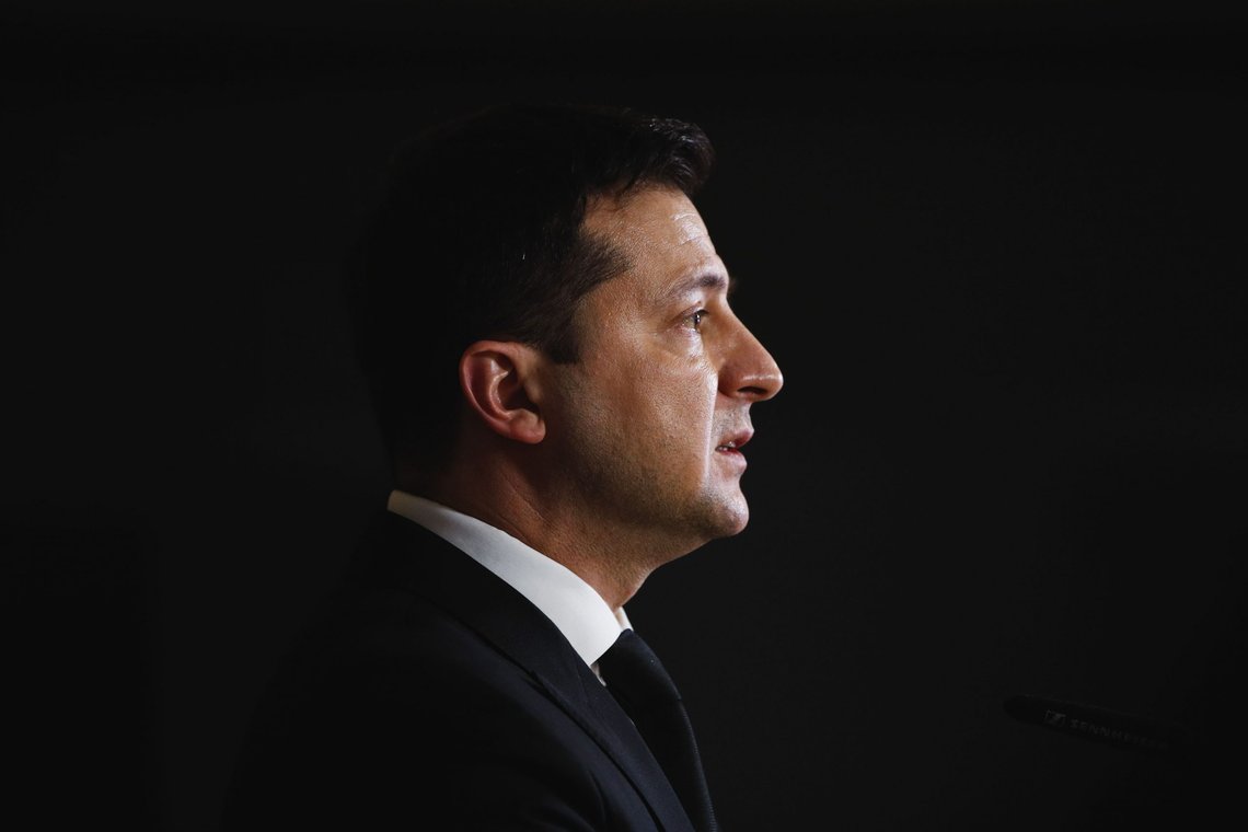 FILE - Ukraine's President Volodymyr Zelenskyy speaks during a media conference at an Eastern Partnership Summit in Brussels, Dec. 15, 2021. (Johanna Geron/ Pool Photo via AP, File) FILE - Ukraine's President Volodymyr Zelenskyy speaks during a media conference at an Eastern Partnership Summit in Brussels, Dec. 15, 2021. (Johanna Geron/ Pool Photo via AP, File)
