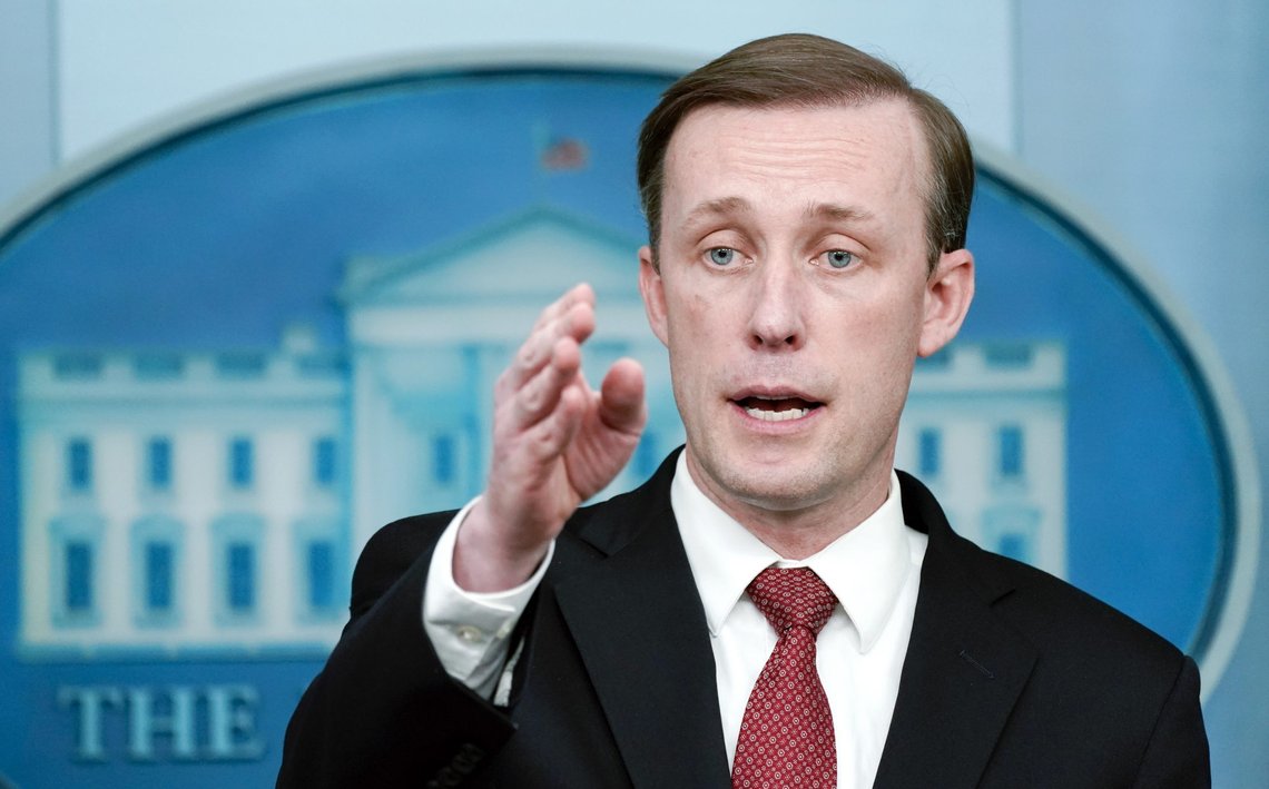 White House national security adviser Jake Sullivan gives an update about Ukraine during a press briefing at the White House, Friday, Feb. 11, 2022, in Washington. (AP Photo/Manuel Balce Ceneta) White House national security adviser Jake Sullivan gives an update about Ukraine during a press briefing at the White House, Friday, Feb. 11, 2022, in Washington. (AP Photo/Manuel Balce Ceneta)