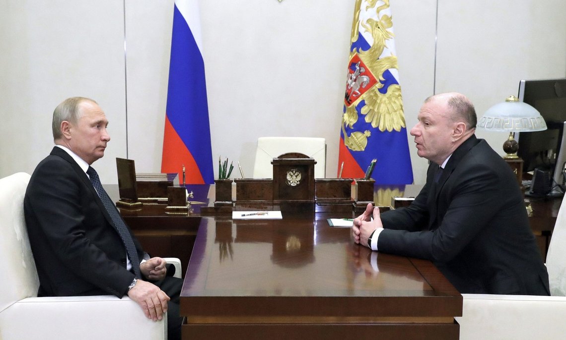 Russian President Vladimir Putin, left, listens to Norilsk Nickel CEO Vladimir Potanin during their meeting at the Novo-Ogaryovo residence outside Moscow, Russia, Monday, Dec. 10, 2018. (Mikhail Klimentyev, Sputnik, Kremlin Pool Photo via AP) Russian President Vladimir Putin, left, listens to Norilsk Nickel CEO Vladimir Potanin during their meeting at the Novo-Ogaryovo residence outside Moscow, Russia, Monday, Dec. 10, 2018. (Mikhail Klimentyev, Sputnik, Kremlin Pool Photo via AP)