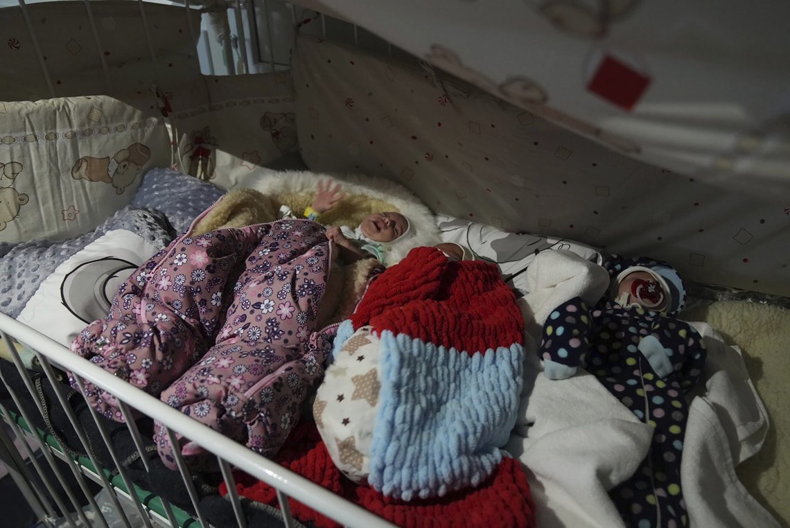 Premature babies who were left behind by their parents lie in a bed in hospital number 3 in Mariupol, Ukraine, Tuesday, March 15, 2022. (AP Photo/Evgeniy Maloletka) Premature babies who were left behind by their parents lie in a bed in hospital number 3 in Mariupol, Ukraine, Tuesday, March 15, 2022. (AP Photo/Evgeniy Maloletka)