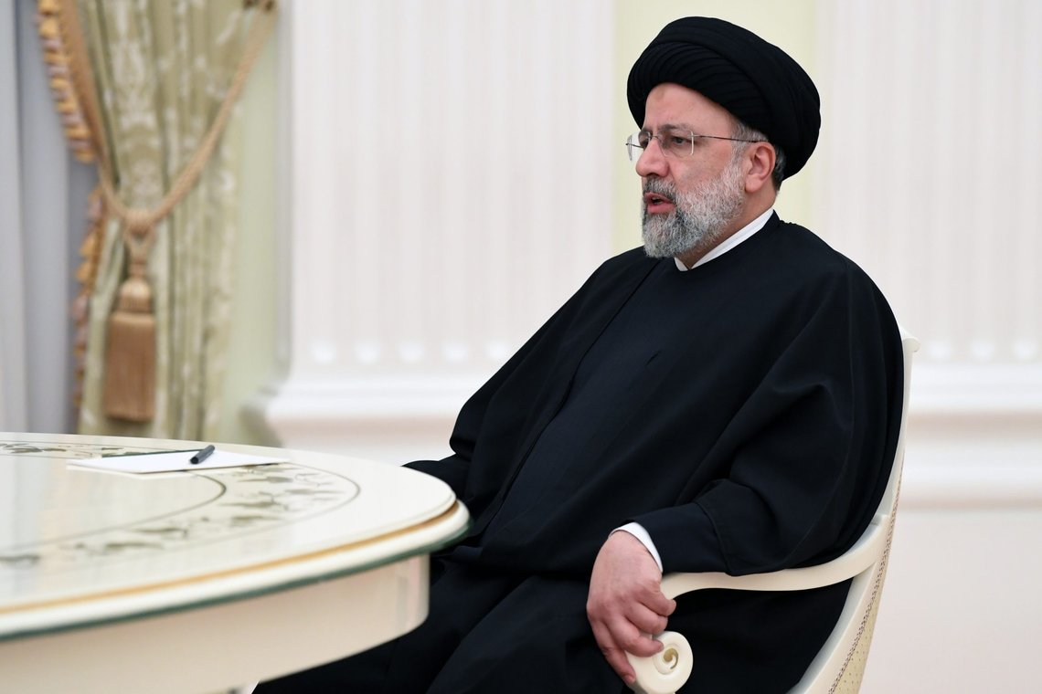 Iranian President Ebrahim Raisi speaks to Russian President Vladimir Putin during their meeting in the Kremlin in Moscow, Russia, Wednesday, Jan. 19, 2022. (Pavel Bednyakov, Sputnik, Kremlin Pool Photo via AP) Iranian President Ebrahim Raisi speaks to Russian President Vladimir Putin during their meeting in the Kremlin in Moscow, Russia, Wednesday, Jan. 19, 2022. (Pavel Bednyakov, Sputnik, Kremlin Pool Photo via AP)