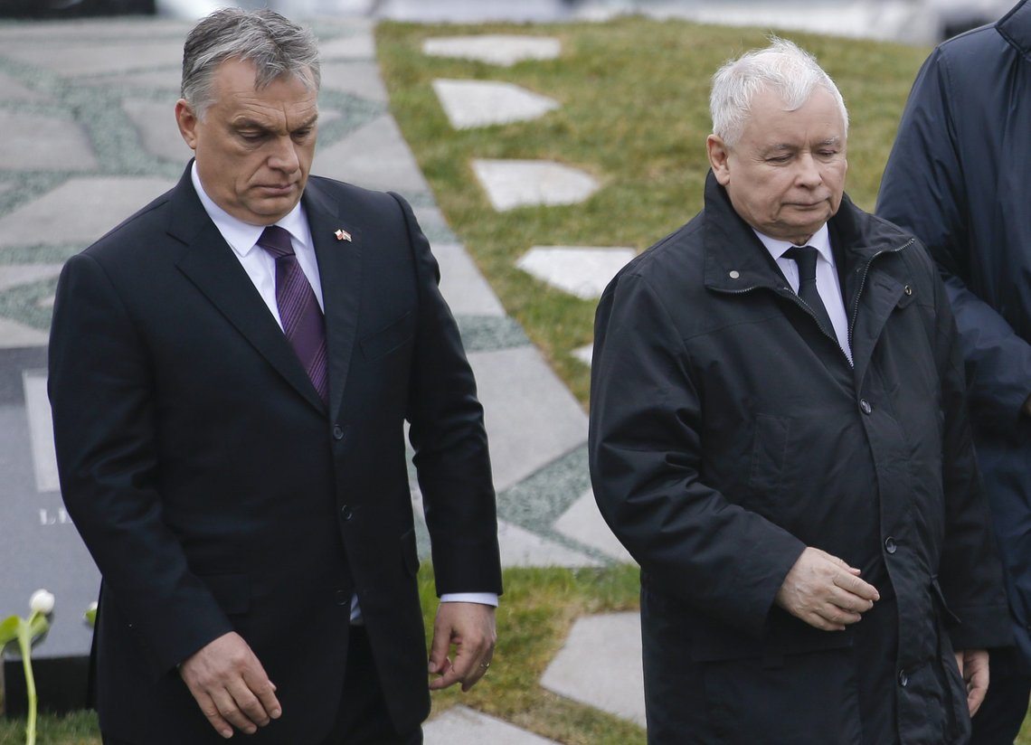 FILE --Hungarian Prime Minister Viktor Orban, left, walks with Jaroslaw Kaczynski, center, the leader of Poland's ruling party, Law and Justice, and Polish Prime Minister Mateusz Morawiecki, during the inauguration of a memorial for the Smolensk plane crash, in Budapest, Hungary, Friday, April 6, 2018. Poland’s deputy prime minister and key politician, Jaroslaw Kaczynski has used strong words to criticise long-time ally, Hungary’s Prime Minister Viktor Orban and said Orban should be sent to an eye doctor if he says he is not sure about reports and images of alleged Russian killings in Bucha, in Ukraine.(AP Photo/Darko Vojinovic,file) FILE --Hungarian Prime Minister Viktor Orban, left, walks with Jaroslaw Kaczynski, center, the leader of Poland's ruling party, Law and Justice, and Polish Prime Minister Mateusz Morawiecki, during the inauguration of a memorial for the Smolensk plane crash, in Budapest, Hungary, Friday, April 6, 2018. Poland’s deputy prime minister and key politician, Jaroslaw Kaczynski has used strong words to criticise long-time ally, Hungary’s Prime Minister Viktor Orban and said Orban should be sent to an eye doctor if he says he is not sure about reports and images of alleged Russian killings in Bucha, in Ukraine.(AP Photo/Darko Vojinovic,file)