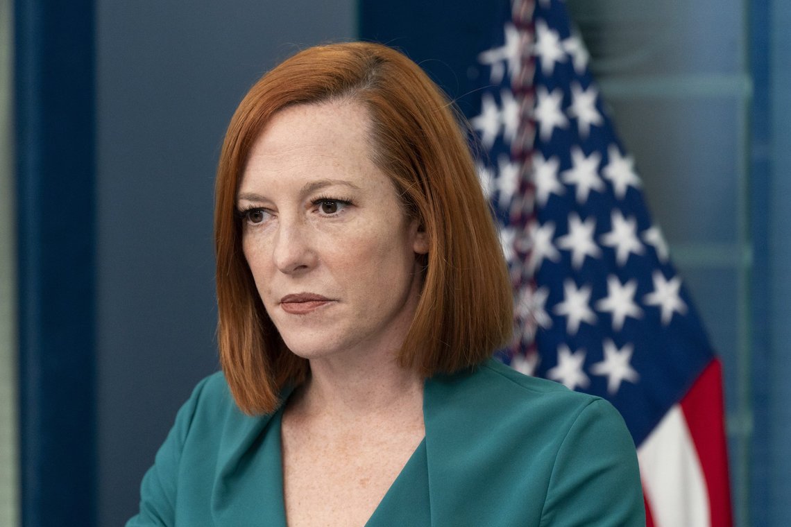 White House press secretary Jen Psaki speaks with reporters in the James Brady Press Briefing Room at the White House, Monday, Jan. 31, 2022, in Washington. (AP Photo/Alex Brandon) White House press secretary Jen Psaki speaks with reporters in the James Brady Press Briefing Room at the White House, Monday, Jan. 31, 2022, in Washington. (AP Photo/Alex Brandon)