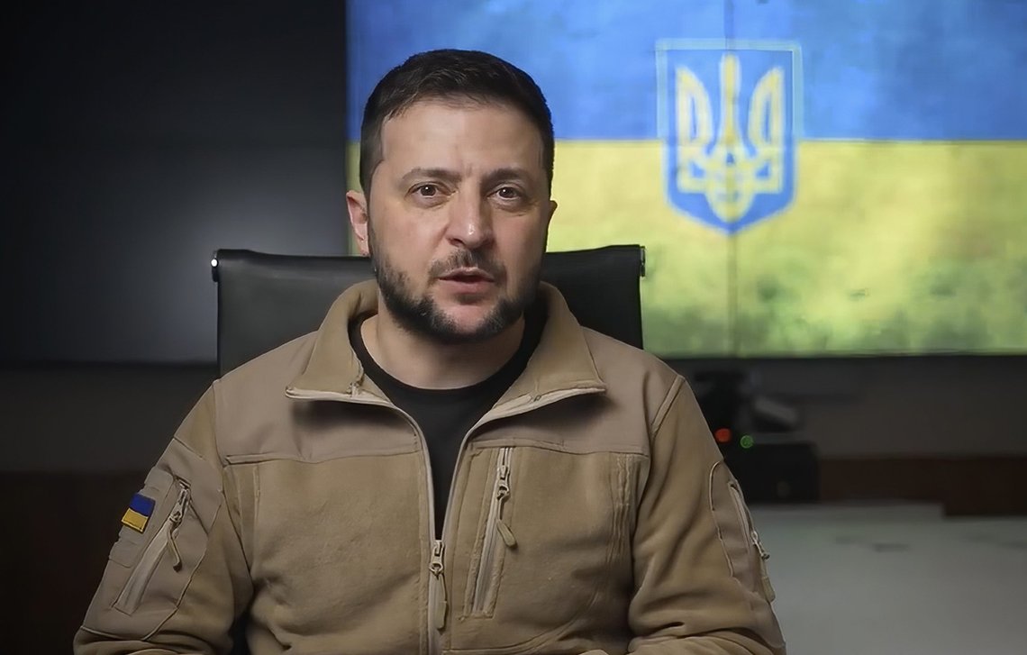 In this image from video provided by the Ukrainian Presidential Press Office, Ukrainian President Volodymyr Zelenskyy speaks from Kyiv, Ukraine, Friday, April 22, 2022. (Ukrainian Presidential Press Office via AP) In this image from video provided by the Ukrainian Presidential Press Office, Ukrainian President Volodymyr Zelenskyy speaks from Kyiv, Ukraine, Friday, April 22, 2022. (Ukrainian Presidential Press Office via AP)