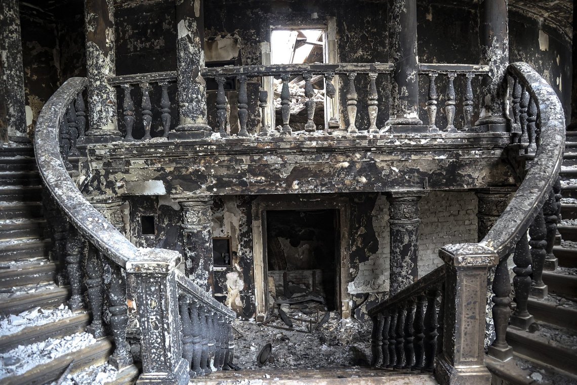 A view inside the Mariupol theater damaged during fighting in Mariupol, in territory under the government of the Donetsk People's Republic, eastern Ukraine, Monday, April 4, 2022. (AP Photo/Alexei Alexandrov) A view inside the Mariupol theater damaged during fighting in Mariupol, in territory under the government of the Donetsk People's Republic, eastern Ukraine, Monday, April 4, 2022. (AP Photo/Alexei Alexandrov)