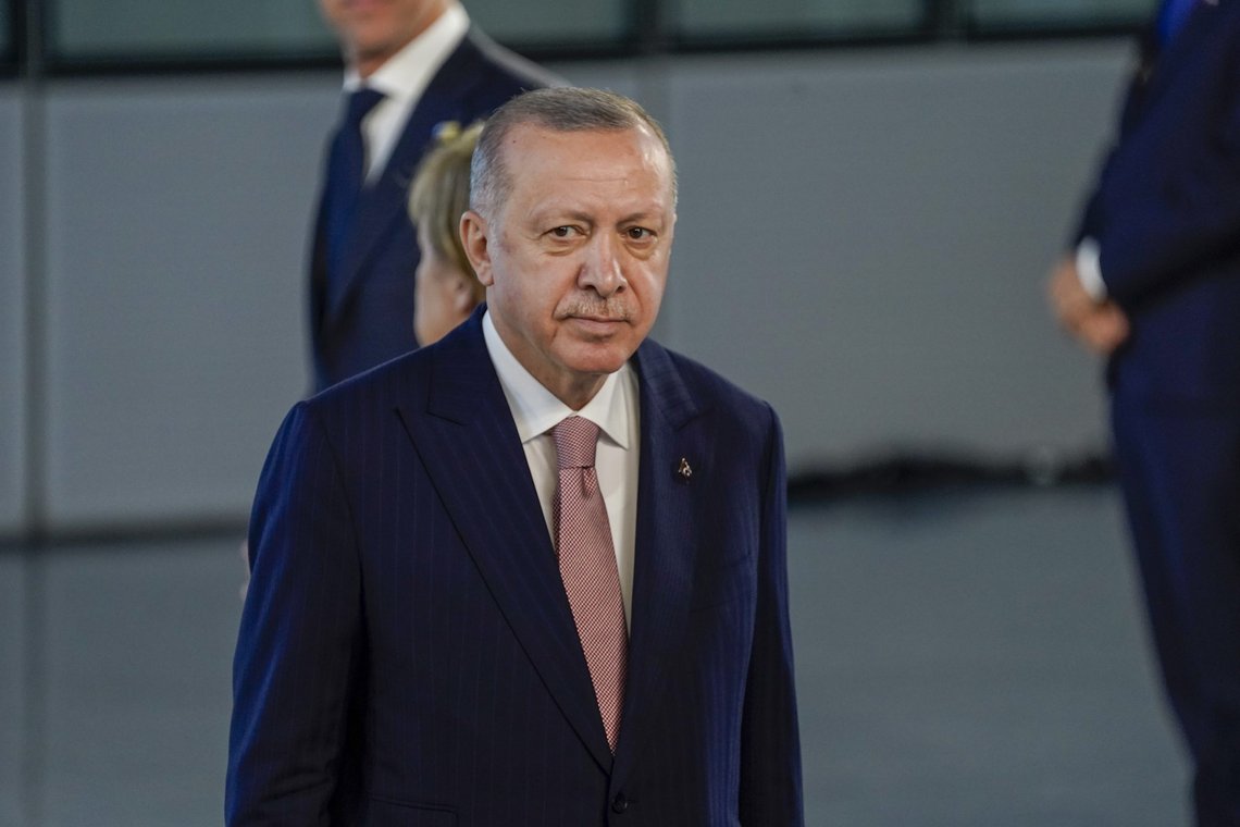 Tyrkias president Recep Tayyip Erdogan fotografert på et Nato-toppmøte sommeren 2021. Foto: Torstein Bøe, NTB. Tyrkias president Recep Tayyip Erdogan fotografert på et Nato-toppmøte sommeren 2021. Foto: Torstein Bøe, NTB.