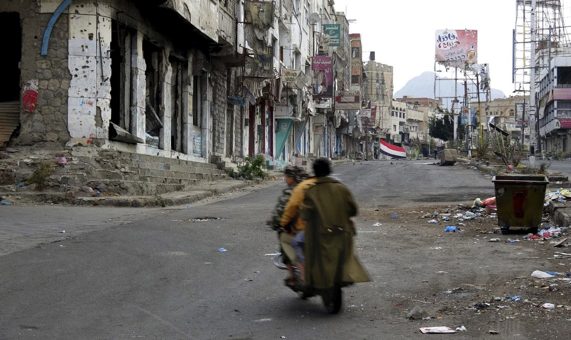Byen Taiz i Jemen er hardt rammet av krigen. Arkivbilde fra 2018. Foto: Maad Al Zekri, AP-NTB. Byen Taiz i Jemen er hardt rammet av krigen. Arkivbilde fra 2018. Foto: Maad Al Zekri, AP-NTB.
