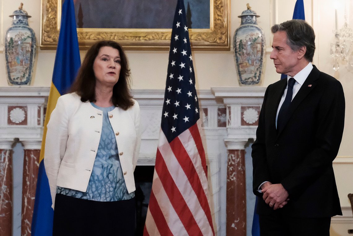 Sveriges utenriksminister Ann Linde møtte onsdag sin amerikanske motpart Antony Blinken i Washington. Foto: Michael A. McCoy / AP / NTB Sveriges utenriksminister Ann Linde møtte onsdag sin amerikanske motpart Antony Blinken i Washington. Foto: Michael A. McCoy / AP / NTB