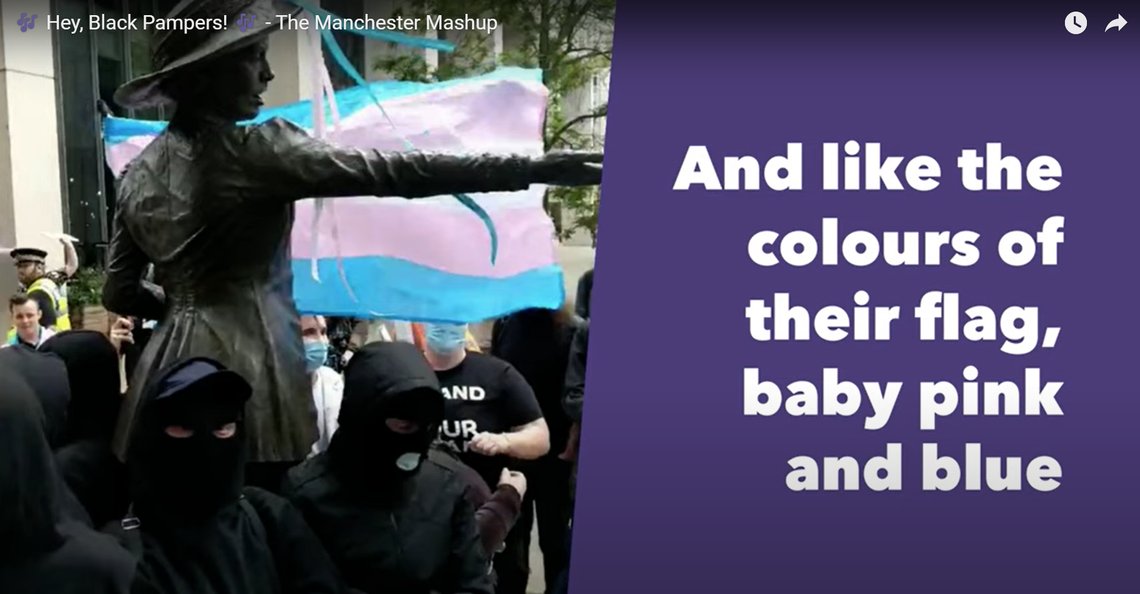 «Black Pampers», en gjeng unge menn med voldskapital trakasserer kvinner som kjemper for kvinners rettigheter. De er jo antifascister, dermed er alt lov. Skjermdump YouTube «Black Pampers», en gjeng unge menn med voldskapital trakasserer kvinner som kjemper for kvinners rettigheter. De er jo antifascister, dermed er alt lov. Skjermdump YouTube