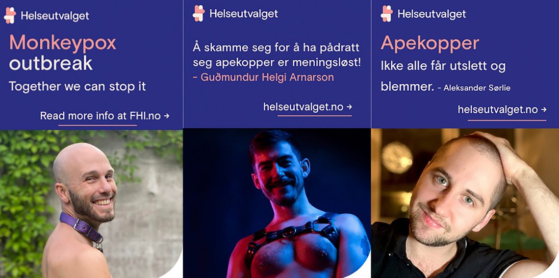 Annonser Stiftelsen Helseutvalget har rykket inn i Grindr. Annonsene gjengis med tillatelse fra fotograf og modeller. Foto: Stiftelsen Helseutvalget / NTB Annonser Stiftelsen Helseutvalget har rykket inn i Grindr. Annonsene gjengis med tillatelse fra fotograf og modeller. Foto: Stiftelsen Helseutvalget / NTB