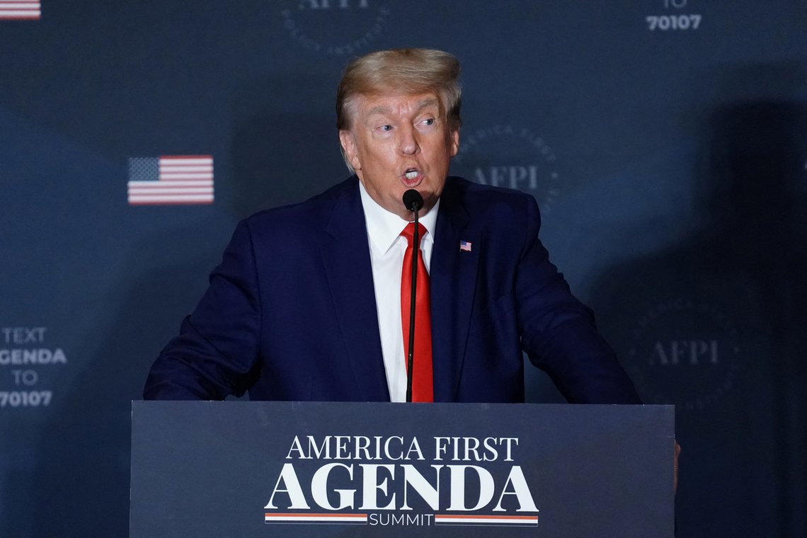 Donald Trump holder tale for America First Policy Institute. Foto: REUTERS/ Sarah Silbiger/ NTB Donald Trump holder tale for America First Policy Institute. Foto: REUTERS/ Sarah Silbiger/ NTB
