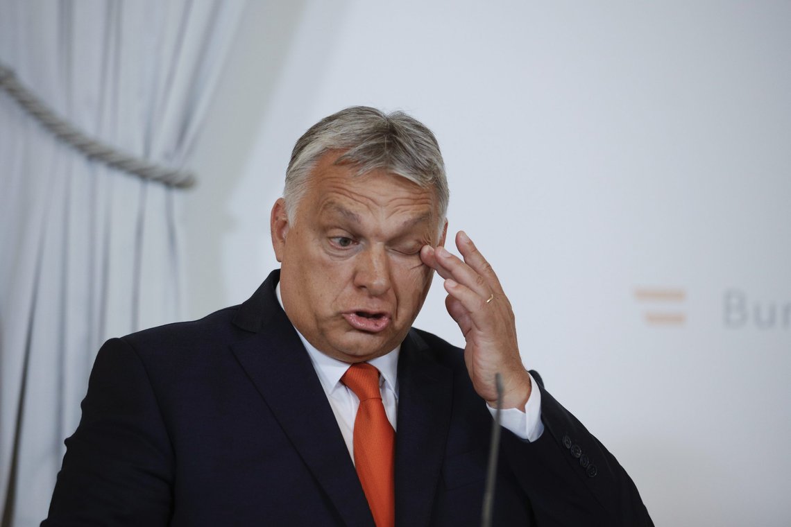 Hungarian Prime Minister Viktor Orban addresses the media during a joint press conference with Austrian Chancellor Karl Nehammer in Vienna, Austria, Thursday, July 28, 2022. (AP Photo/Theresa Wey) Hungarian Prime Minister Viktor Orban addresses the media during a joint press conference with Austrian Chancellor Karl Nehammer in Vienna, Austria, Thursday, July 28, 2022. (AP Photo/Theresa Wey)