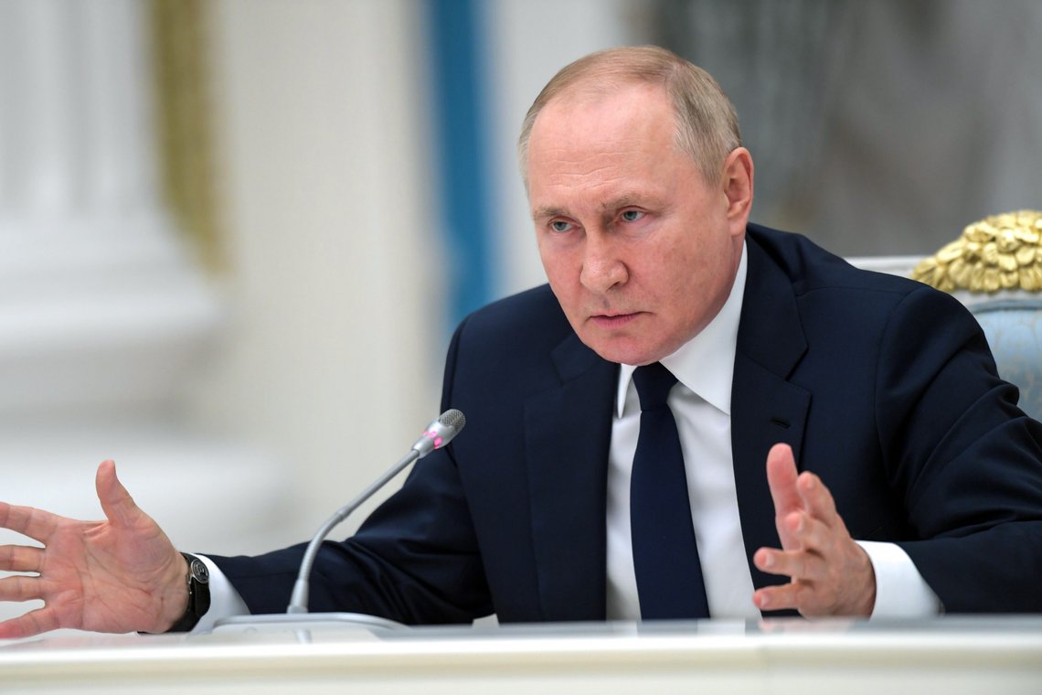 Russian President Vladimir Putin gestures as he speaks to members of the State Duma and the Federal Assembly of The Russian Federation in the Kremlin in Moscow, Russia, Thursday, July 7, 2022. (Alexei Nikolsky, Sputnik, Kremlin Pool Photo via AP) Russian President Vladimir Putin gestures as he speaks to members of the State Duma and the Federal Assembly of The Russian Federation in the Kremlin in Moscow, Russia, Thursday, July 7, 2022. (Alexei Nikolsky, Sputnik, Kremlin Pool Photo via AP)