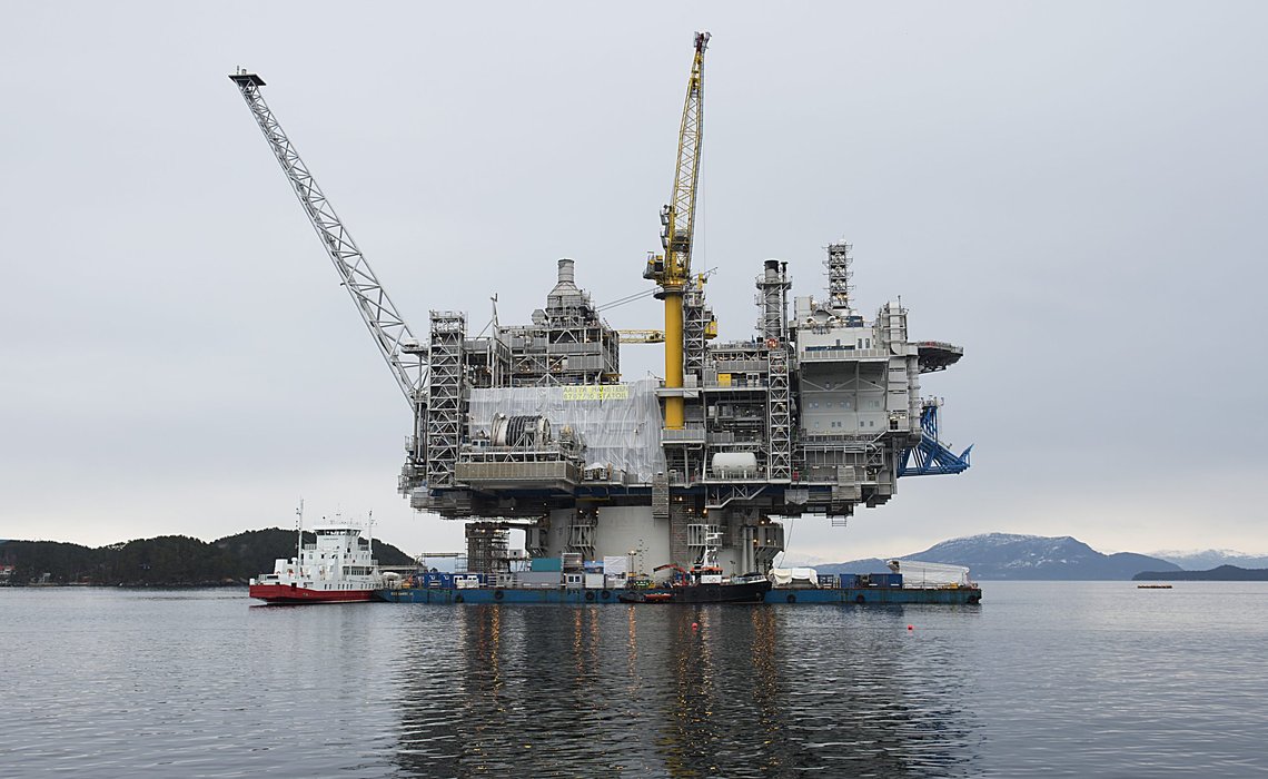 Aasta Hansteen-plattformen da den ble ferdigstilt i Digernessundet ved Stord i 2018. Foto: Marit Hommedal / NTB Aasta Hansteen-plattformen da den ble ferdigstilt i Digernessundet ved Stord i 2018. Foto: Marit Hommedal / NTB