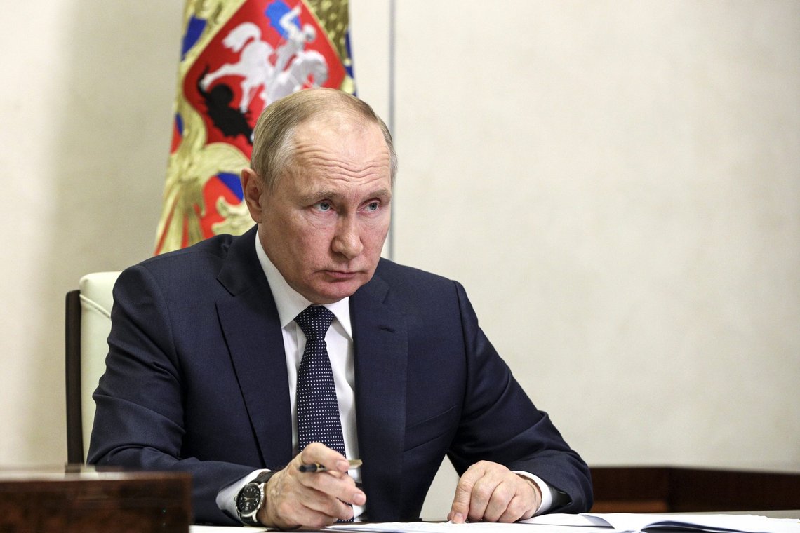 Russian President Vladimir Putin chairs a meeting of the Council for Strategic Development and National Projects via videoconference at the Novo-Ogaryovo residence outside Moscow, Russia, Monday, July 18, 2022. (Mikhail Klimentyev, Sputnik, Kremlin Pool Photo via AP) Russian President Vladimir Putin chairs a meeting of the Council for Strategic Development and National Projects via videoconference at the Novo-Ogaryovo residence outside Moscow, Russia, Monday, July 18, 2022. (Mikhail Klimentyev, Sputnik, Kremlin Pool Photo via AP)