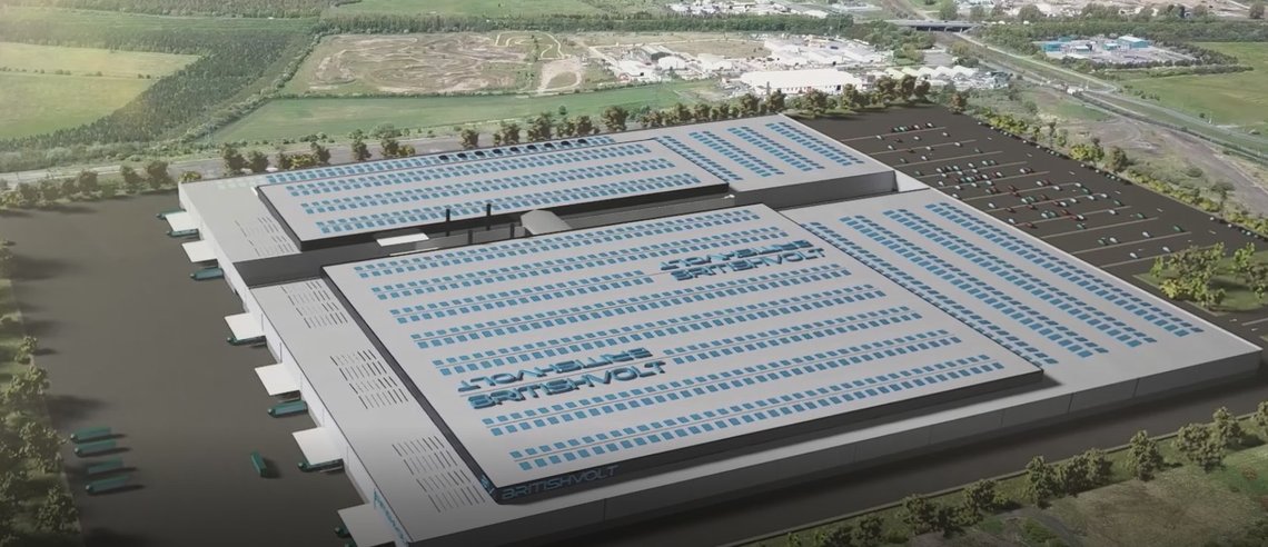 Onsdag i forrige uke ble det klart at den britiske regjeringen spytter i 100 milliarder pund (1,2 mrd NOK) til fullføringen av batterifabrikken til British Volt, som pussig nok ligger mindre enn fire km i luftlinje fra anlegget til North Sea Link-kabelstasjon i Blyth, nord for Newcastle. Skjermdump: British Volt Onsdag i forrige uke ble det klart at den britiske regjeringen spytter i 100 milliarder pund (1,2 mrd NOK) til fullføringen av batterifabrikken til British Volt, som pussig nok ligger mindre enn fire km i luftlinje fra anlegget til North Sea Link-kabelstasjon i Blyth, nord for Newcastle. Skjermdump: British Volt