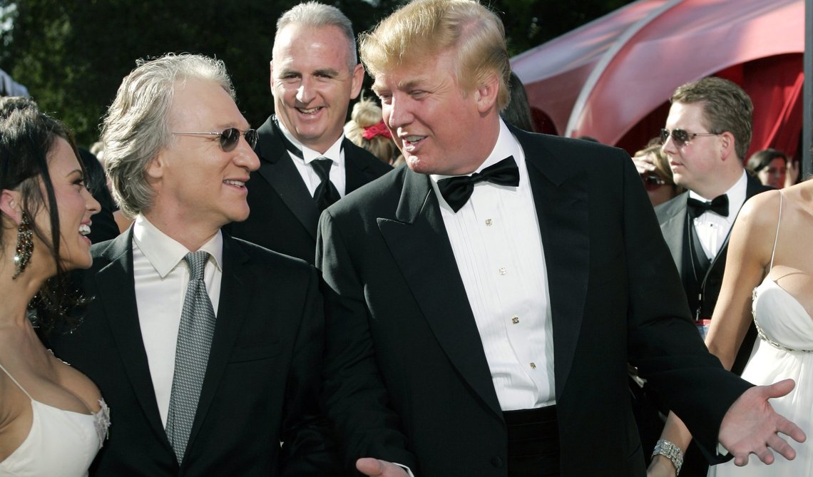 Bill Maher and Donald Trump talk as they arrives for the 56th Annual Primetime Emmy Awards, Sunday, Sept. 19, at the Shrine Auditorium in Los Angeles. (AP Photo/Mark J. Terrill) Bill Maher and Donald Trump talk as they arrives for the 56th Annual Primetime Emmy Awards, Sunday, Sept. 19, at the Shrine Auditorium in Los Angeles. (AP Photo/Mark J. Terrill)