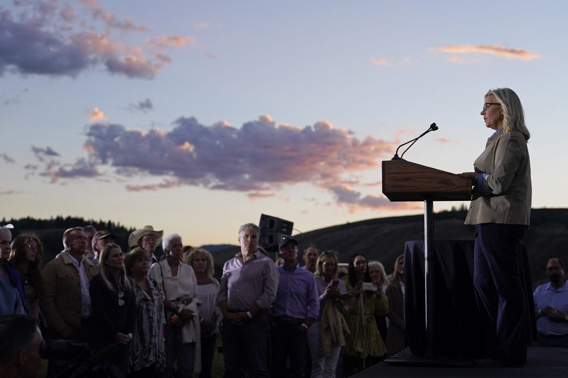 Rep. Liz Cheney, R-Wyo., speaks Tuesday, Aug. 16, 2022, at a primary Election Day gathering at Mead Ranch in Jackson, Wyo. Cheney lost to challenger Harriet Hageman in the primary. (AP Photo/Jae C. Hong) Rep. Liz Cheney, R-Wyo., speaks Tuesday, Aug. 16, 2022, at a primary Election Day gathering at Mead Ranch in Jackson, Wyo. Cheney lost to challenger Harriet Hageman in the primary. (AP Photo/Jae C. Hong)