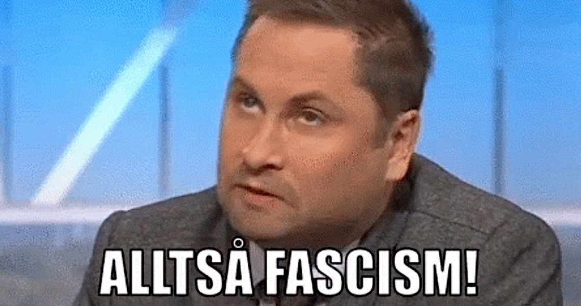 Henrik Arnstad med det ene av to ord han behersker. Skjermdump av GIF / Tenor Henrik Arnstad med det ene av to ord han behersker. Skjermdump av GIF / Tenor