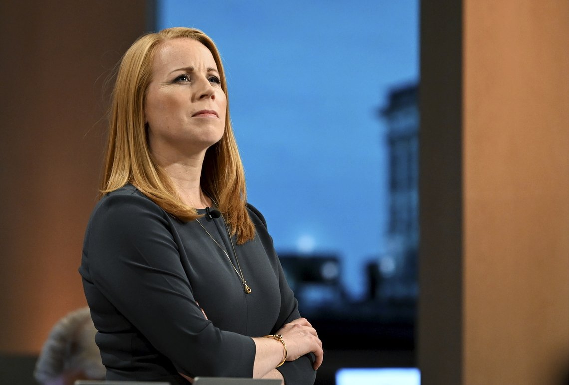 Centerpartiets partileder Annie Lööf i valgstudioet til SVT søndag. Foto: Anders Wiklund / TT / NTB Centerpartiets partileder Annie Lööf i valgstudioet til SVT søndag. Foto: Anders Wiklund / TT / NTB