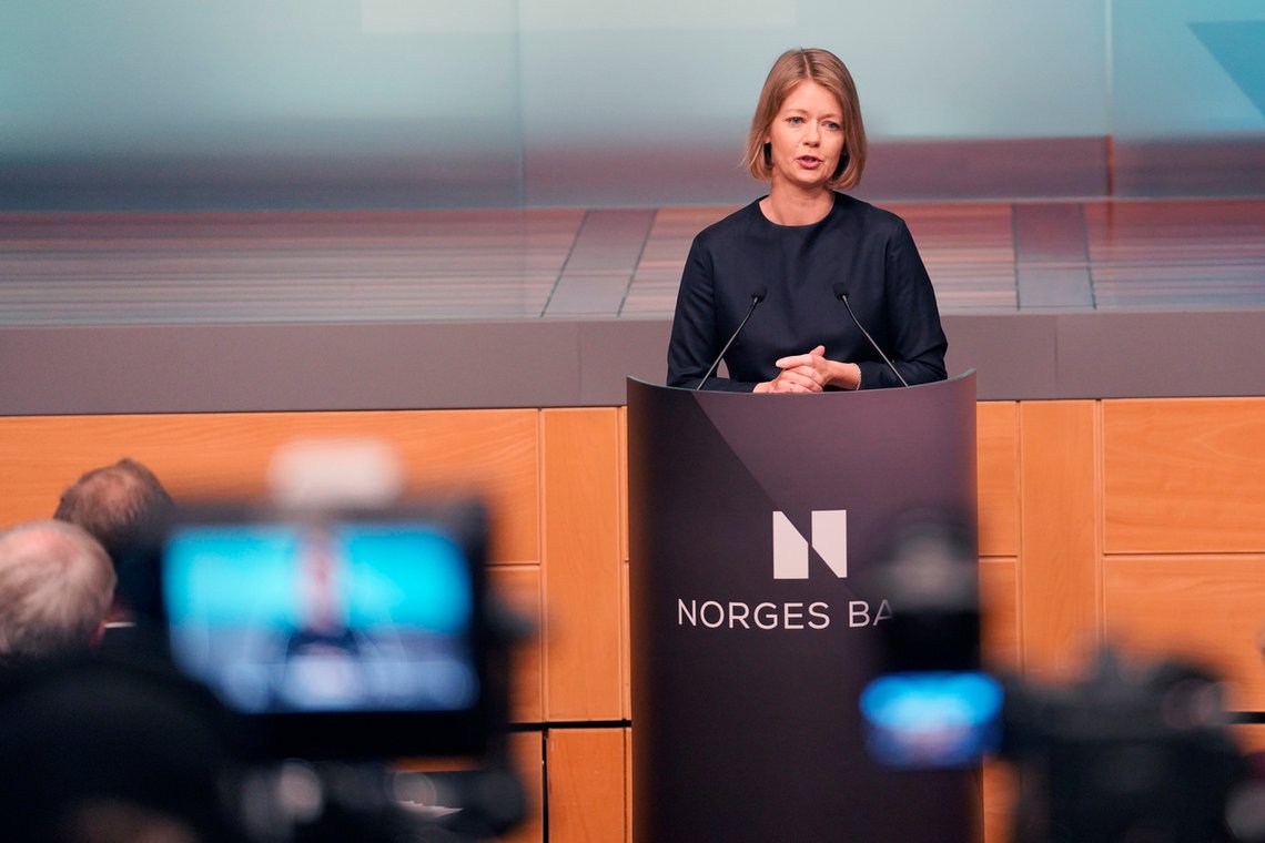 Sentralbanksjef Ida Wolden Bache presenterte torsdag Norges Banks rentebeslutning og økonomiske prognoser. Styringsrenta settes opp til 2,25 prosent. Foto: Terje Bendiksby / NTB Sentralbanksjef Ida Wolden Bache presenterte torsdag Norges Banks rentebeslutning og økonomiske prognoser. Styringsrenta settes opp til 2,25 prosent. Foto: Terje Bendiksby / NTB