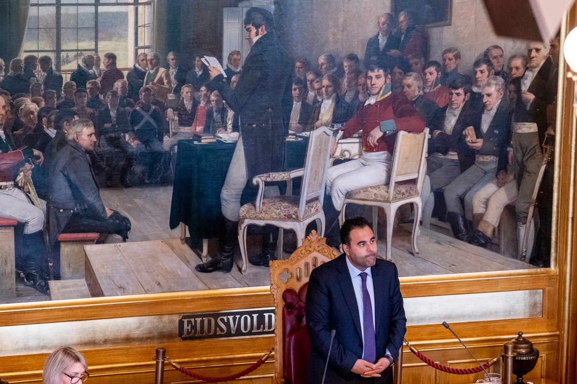 Oslo 20220525.
Stortingspresident Masud Gharahkhani under den muntlige spørretimen i Stortinget onsdag.
Foto: Javad Parsa / NTB Oslo 20220525.
Stortingspresident Masud Gharahkhani under den muntlige spørretimen i Stortinget onsdag.
Foto: Javad Parsa / NTB