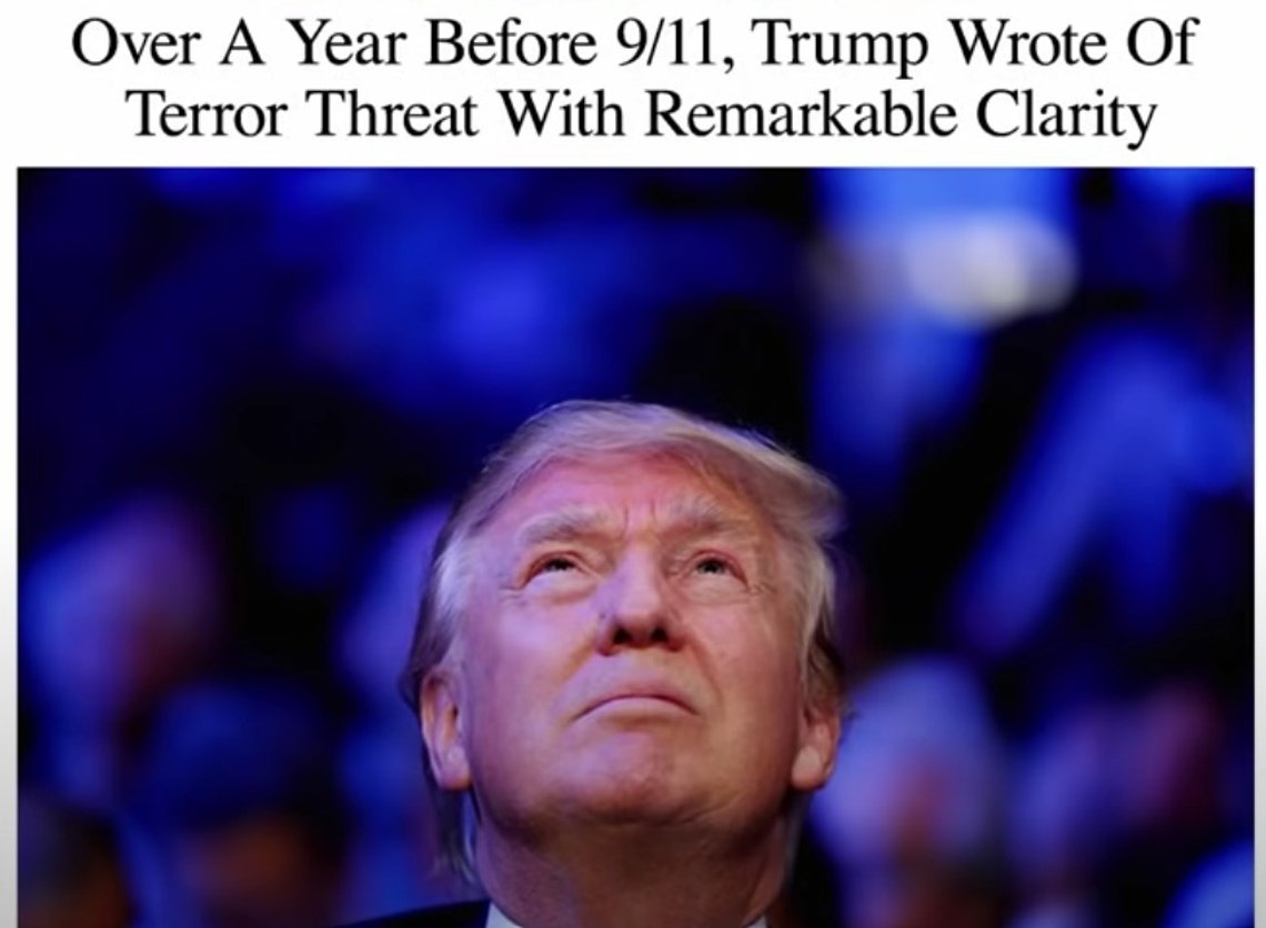 New Yorkeren Donald Trump husket terrorangrepet mot US World trade Center i februar 1993, og advarte i sin bok fra januar 2000, om at USA måtte regne med et enda verre terrorangrep. Skjermdump: https://youtu.be/60RuXCV71ic New Yorkeren Donald Trump husket terrorangrepet mot US World trade Center i februar 1993, og advarte i sin bok fra januar 2000, om at USA måtte regne med et enda verre terrorangrep. Skjermdump: https://youtu.be/60RuXCV71ic